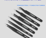 Anti-Static Stainless Steel With Conductive Carbon Tweezers